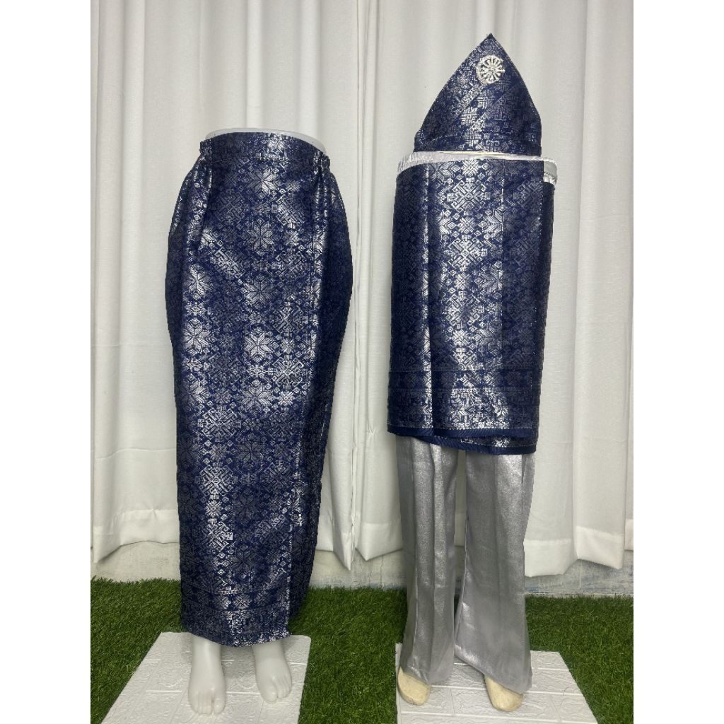 songket couple pria wanita... rok span wanita dan sarung lilit pria set tanjak