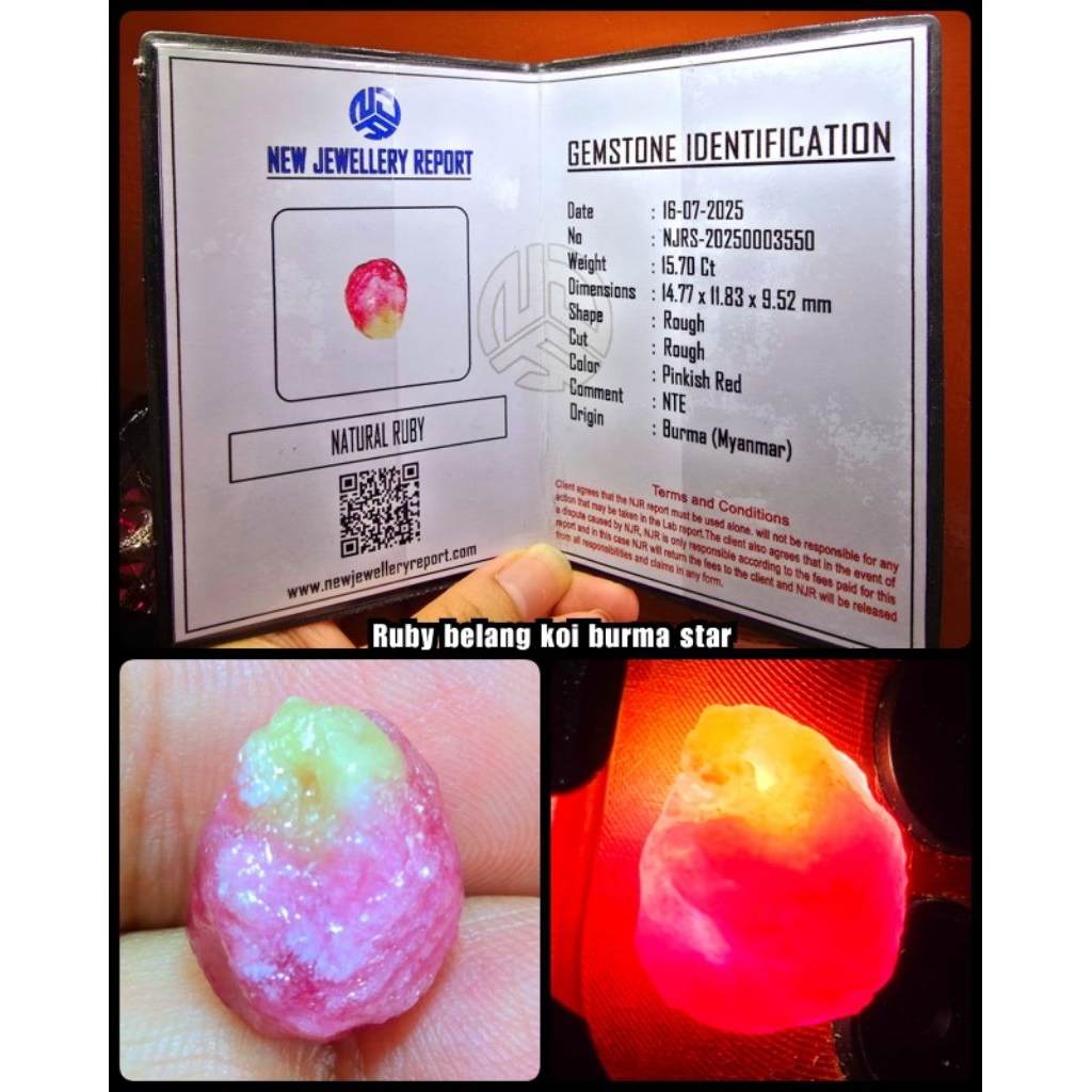 natural star Ruby Burma Myanmar ( bongkahan ya )