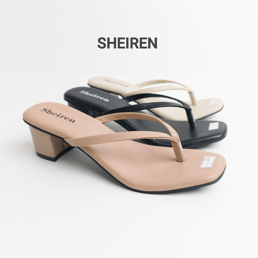 SHEIREN ED012 Sandal Heels Wanita Jepit Hak  5cm Simple Dan Elegan