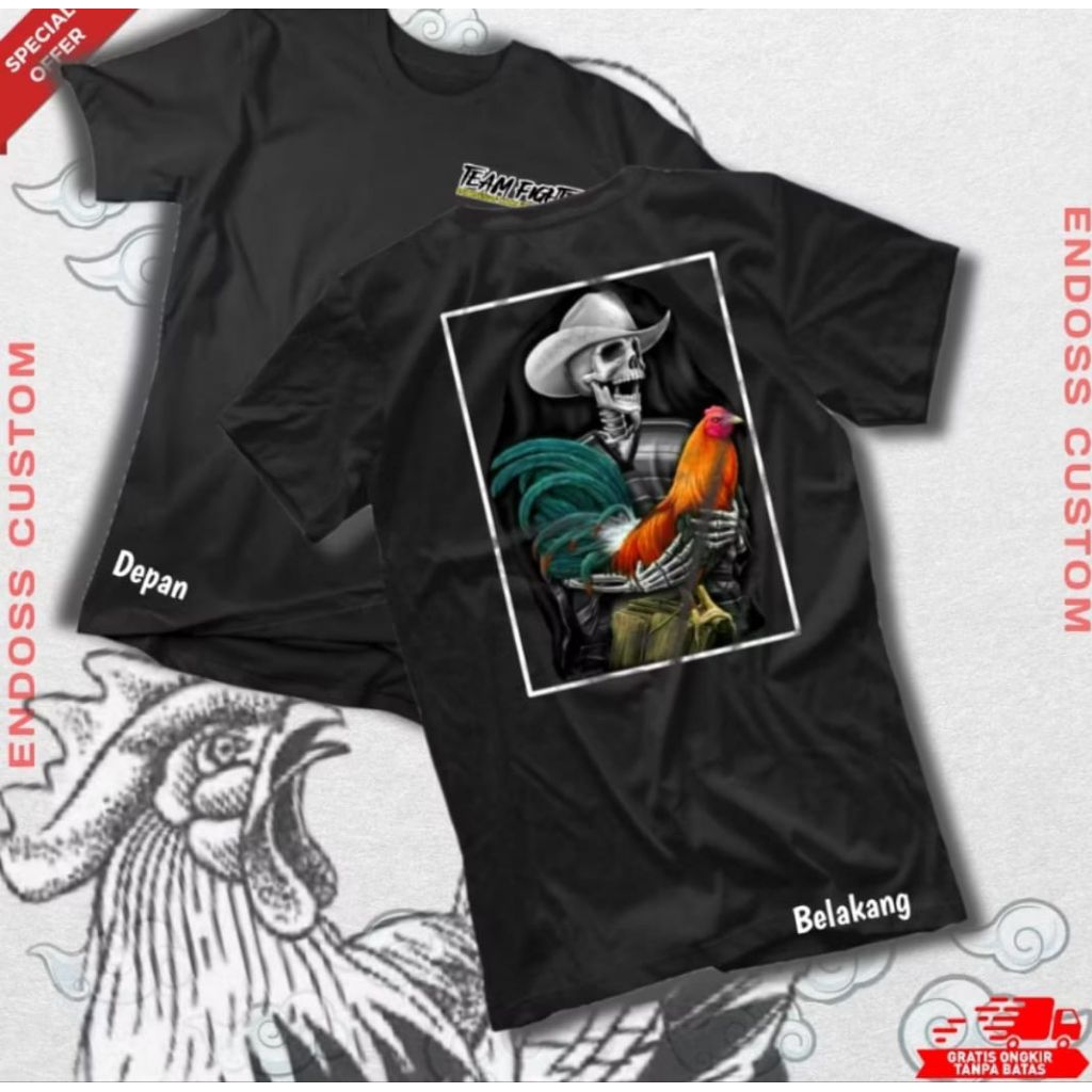 Kaos Ayam petarung Dtf Nggendong Ayam Distro Unisex