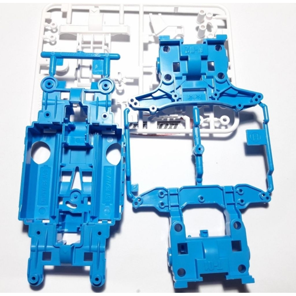 TAMIYA CHASSIS MS PRO BIRU MUDA + GEARBOX SET PUTIH ORIGINAL LOSSEKIT