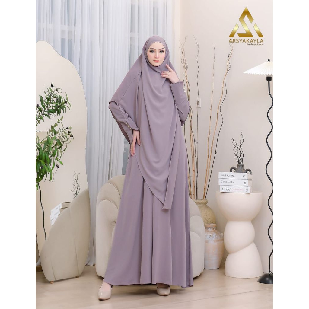 Gamis Syari Kekinian Madinah Set Hijab FK By Arsyakayla / Gamis Syari Kekinian / Gamis Syari Cantik