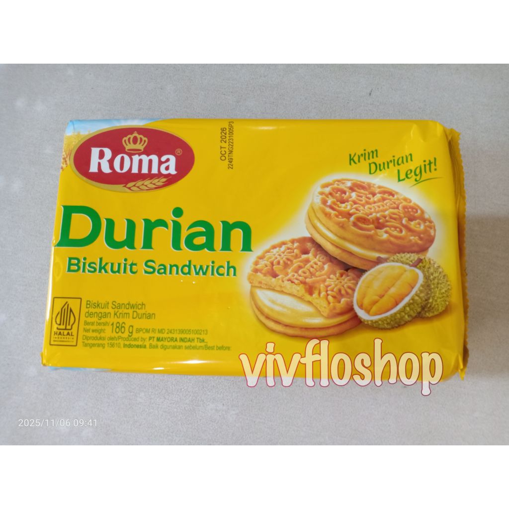 Roma Biskuit Durian Sandwich