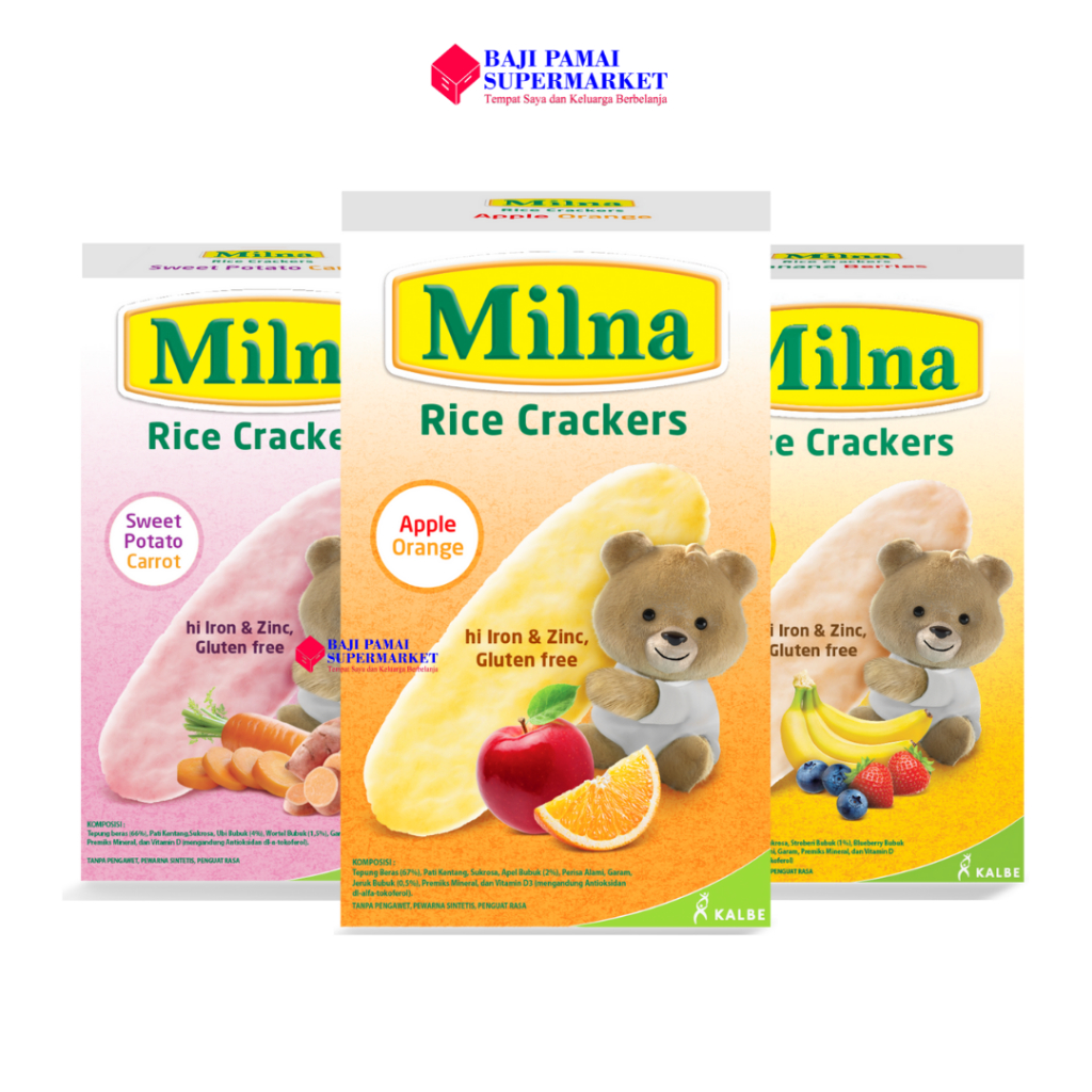 Milna Rice Crackers isi 5 sachet 20gr / Snack Anak
