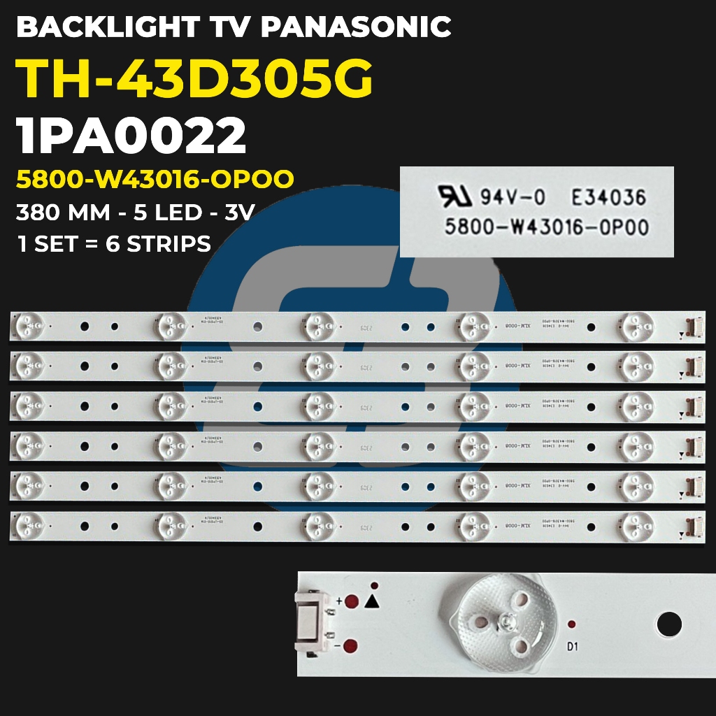 BACKLIGHT TV PANASONIC 43 Inch TH-43D305G 5800-W43016-OPOO