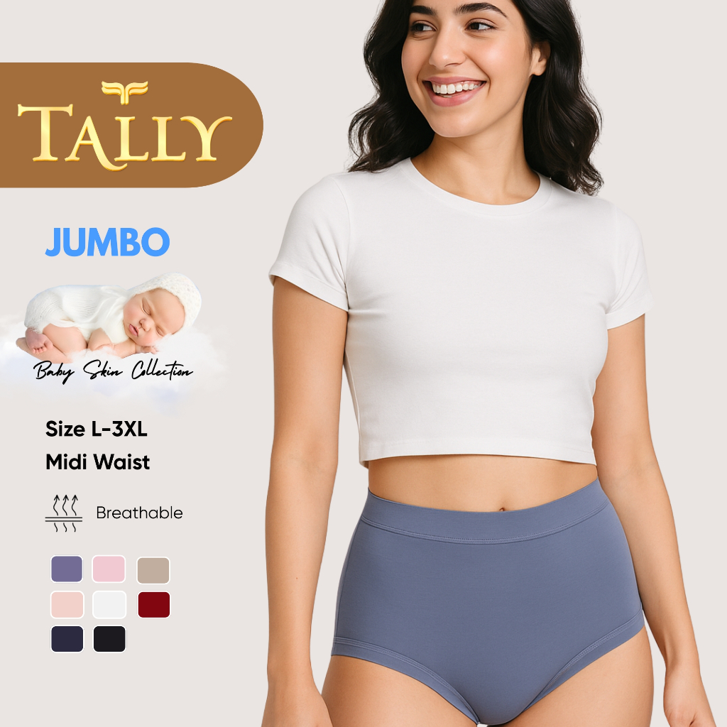 TALLY Celana Dalam Wanita Bahan Katun Baby Skin Fit to L - 3XL PREMIUM Collection CD 9775 Sarwendah