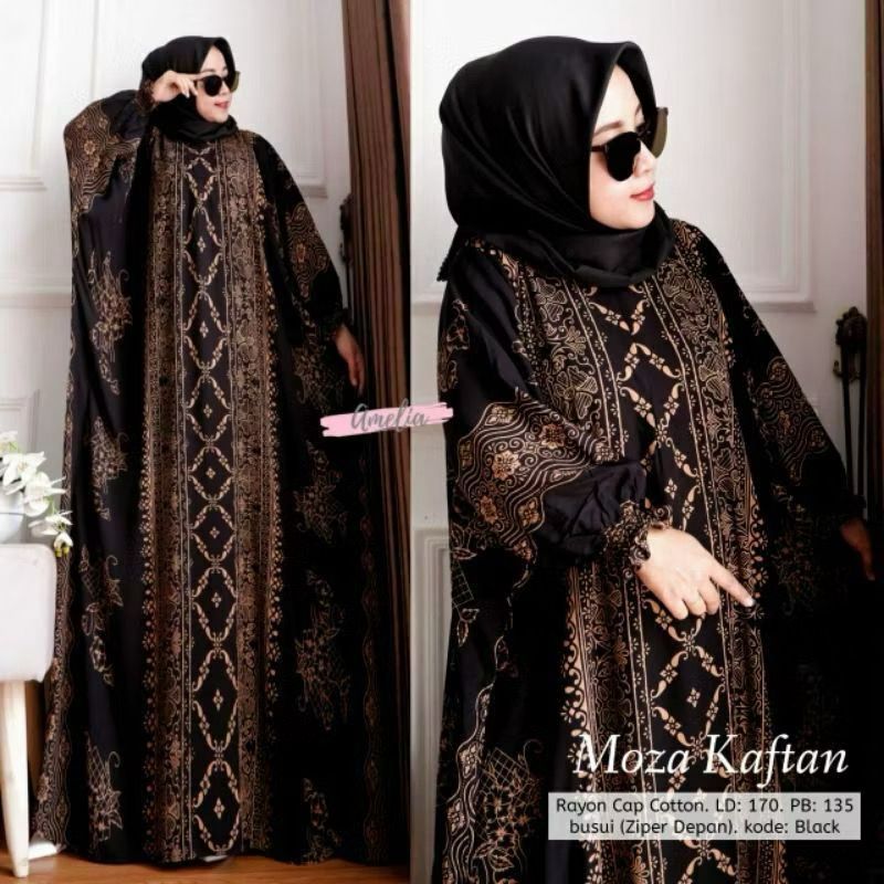 Terbaru MOZA Kaftan Unique Ori Jumbo Busui Resleting Depan Rayon GRADE A