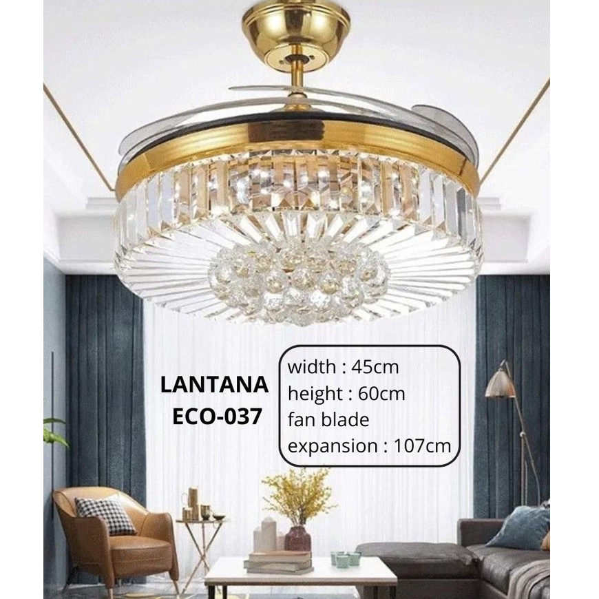 Lampu Kipas Ceiling Fan Modern Kristal LED