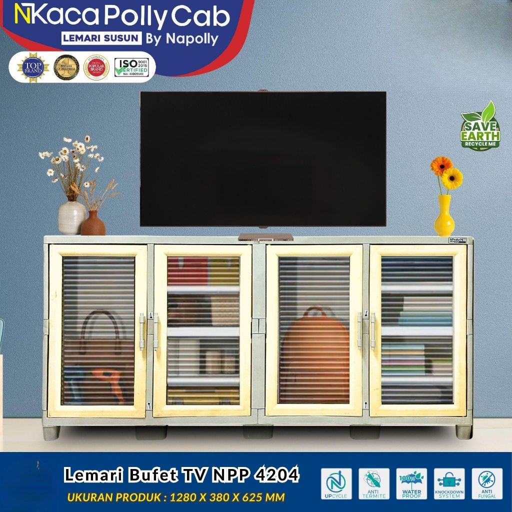 Napoli Bufet TV Plastik 4 pintu | Rak TV | Meja TV untuk 42 inc