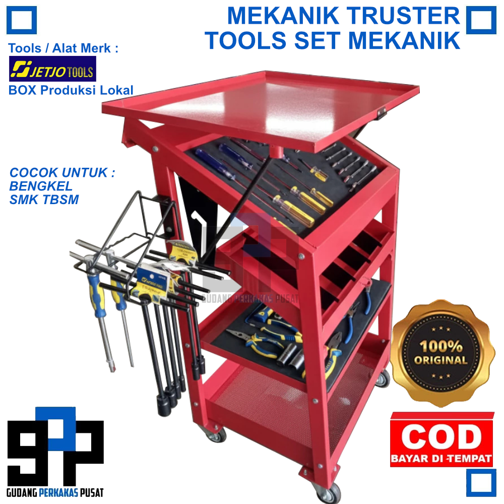 Mekanik Truster Tools+Box JETJO TOOLS Alat Bengkel Lengkap Mekanik SMK TBSM