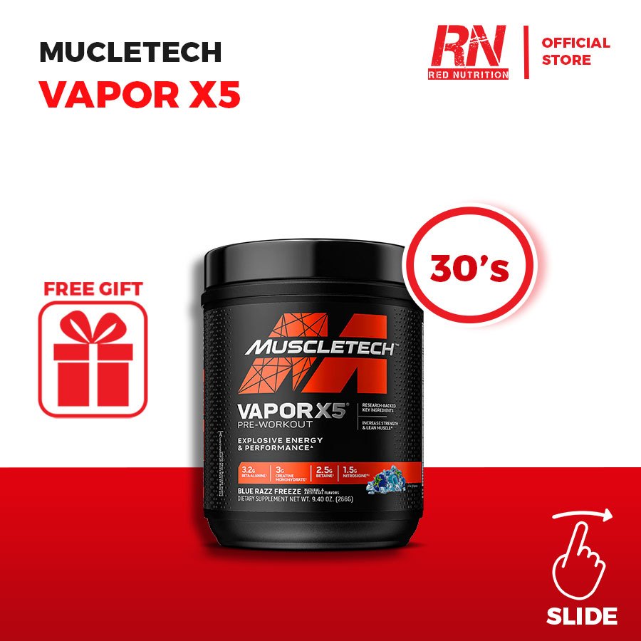 [RED NUTRITION] MUSCLETECH VAPOR X5 VAPORX5 PREWORKOUT PRE WORKOUT PWO 30S 30 SERVING MUSLCE TECH