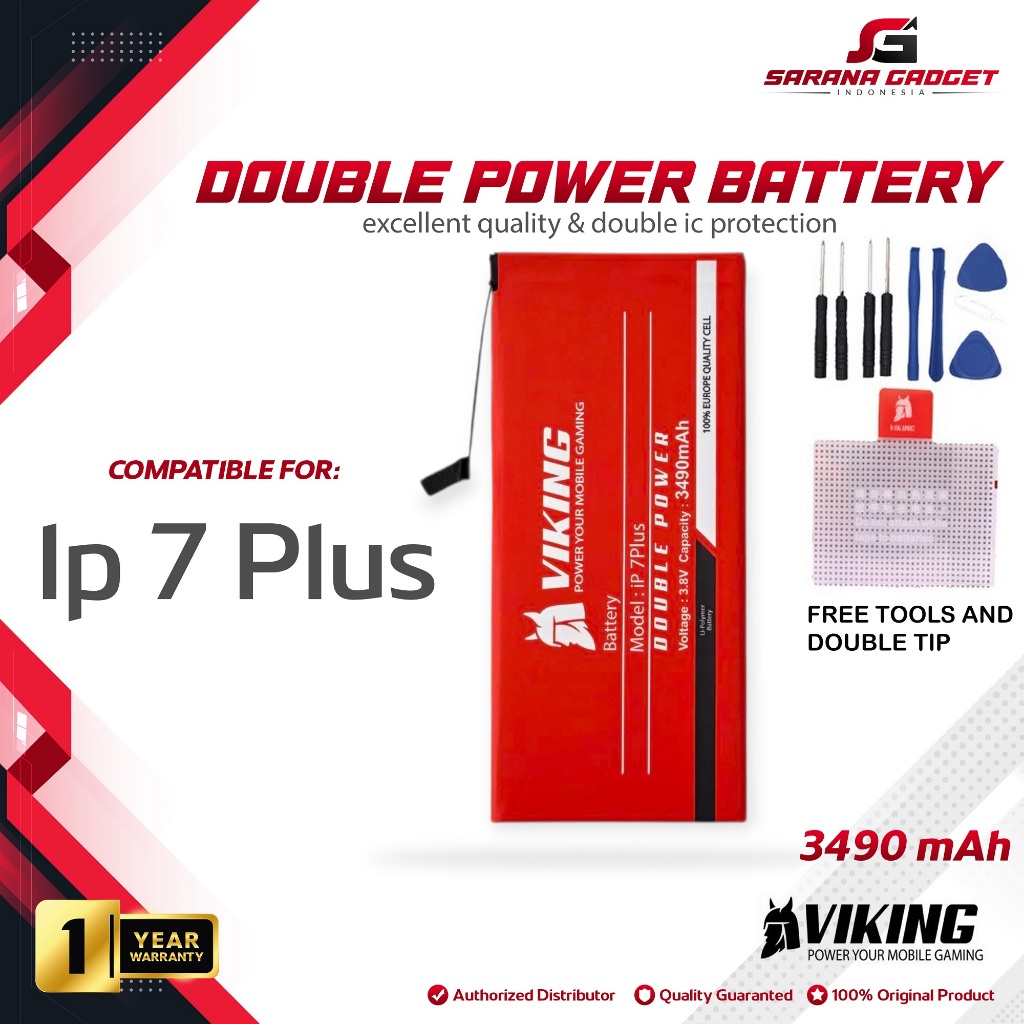 VIKING Baterai Apple Iphone 7 Plus  Double Power Original Batre Batrai Battery Handphone Ori HP Dual
