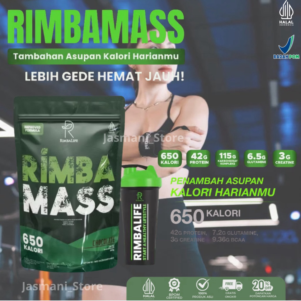 Rimbamass Rimbalife Susu Penambah Massa Otot Teman Gym dan Fitness Untuk Pria Wanita Halal
