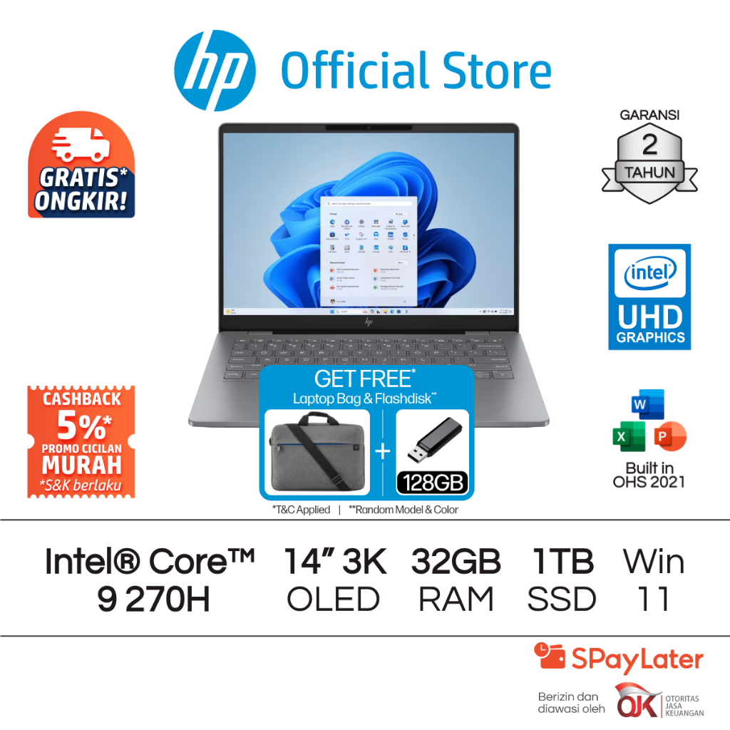 Laptop HP Pavilion Plus - OmniBook 7 14 [NEW] Intel Core 9 UHD 32GB RAM 1TB SSD Silver Free Windows 