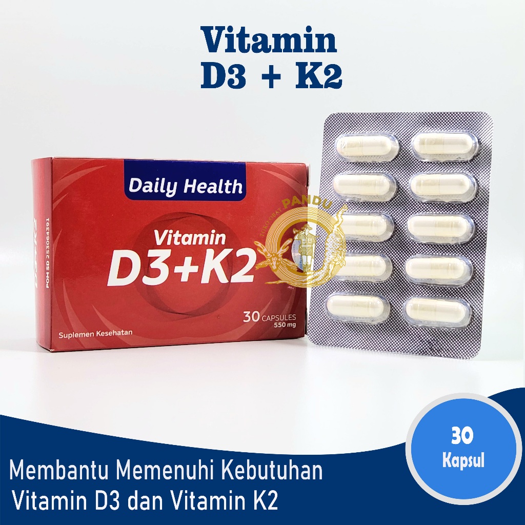 DAILY HEALTH Vitamin D3+K2 (30 kapsul) / Vitamin D3 K2 / D3 + K2