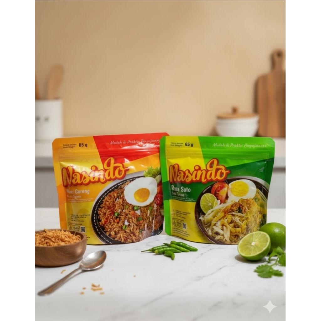 NASINDO Nasi Instan Siap Makan Nasi goreng Instan Nasi Soto Instan