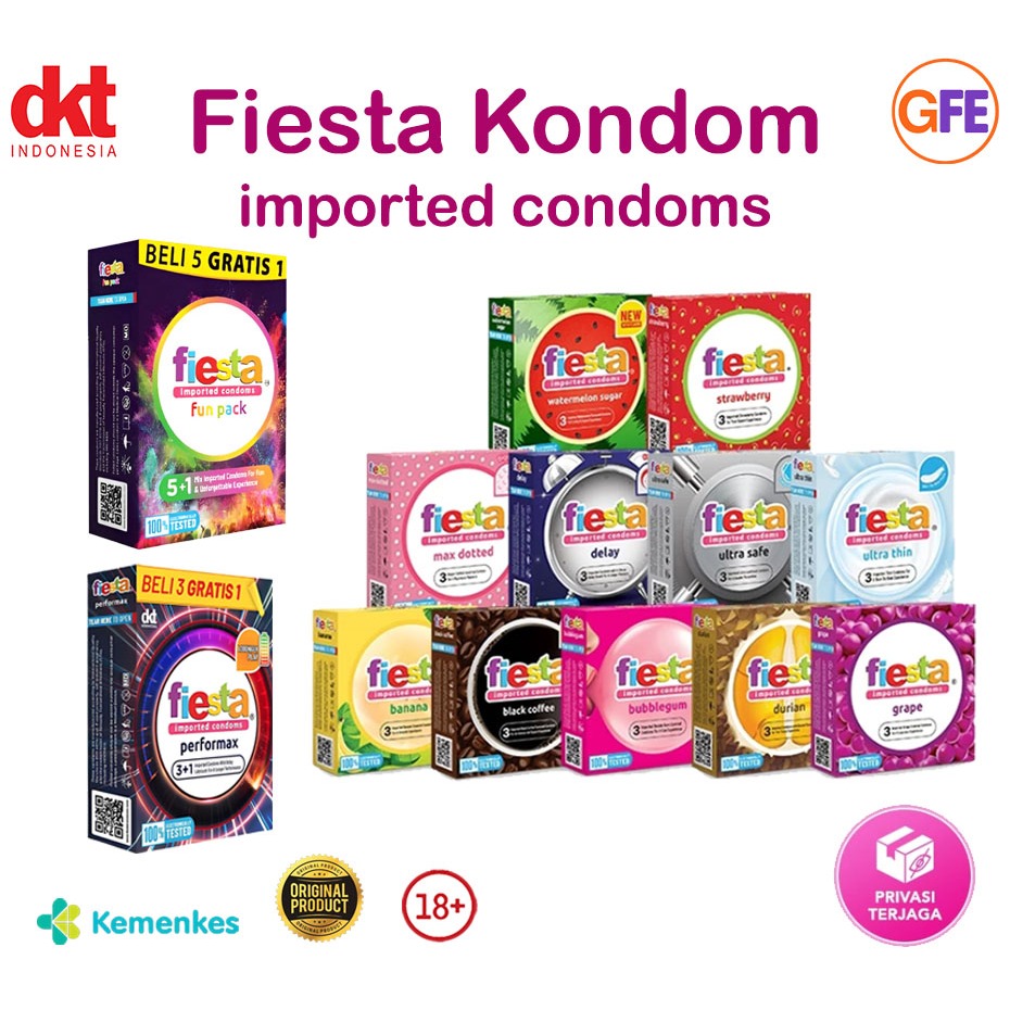 FIESTA Kondom Import Condom Aman Kuat Anti Bocor Ultra Thin Max Dot Performax Fun Pack PRIVASI AMAN
