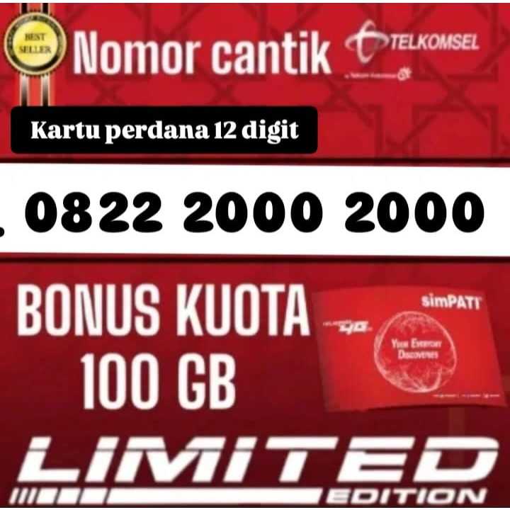 PERDANA NOMOR CANTIK TELKOMSEL 12 DIGIT FREE KUOTA 100GB