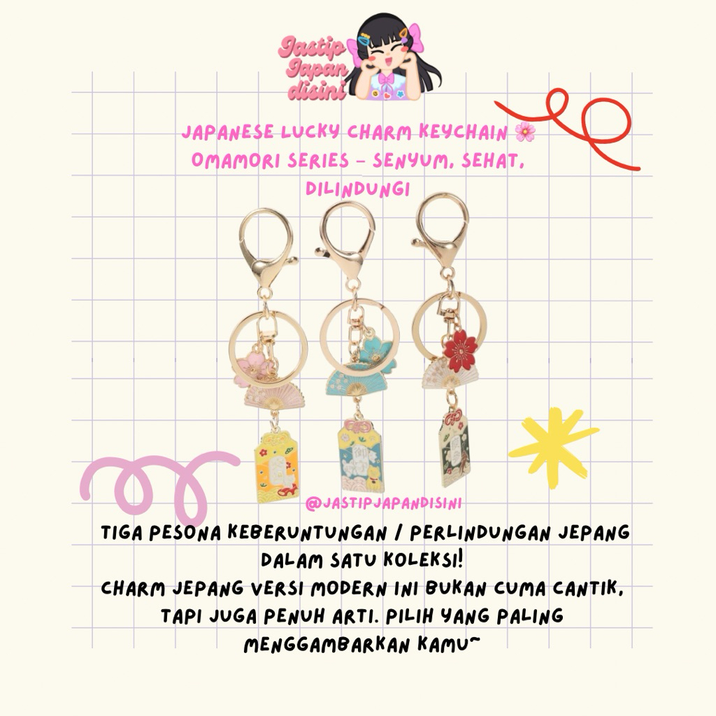OMAMORI CHARM JAPAN SERI SAKURA & KIPAS - SMILE/ HEALTH/ PROTECTION