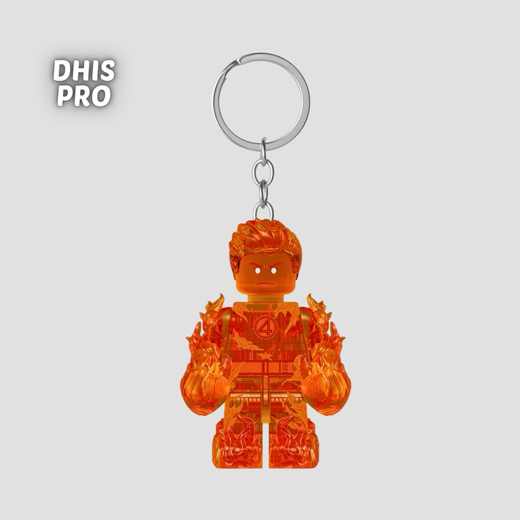 Dhis Project Gantungan Kunci LEGO Minifigure Human Torch Johnny Storm Fantastic Four The First Step 