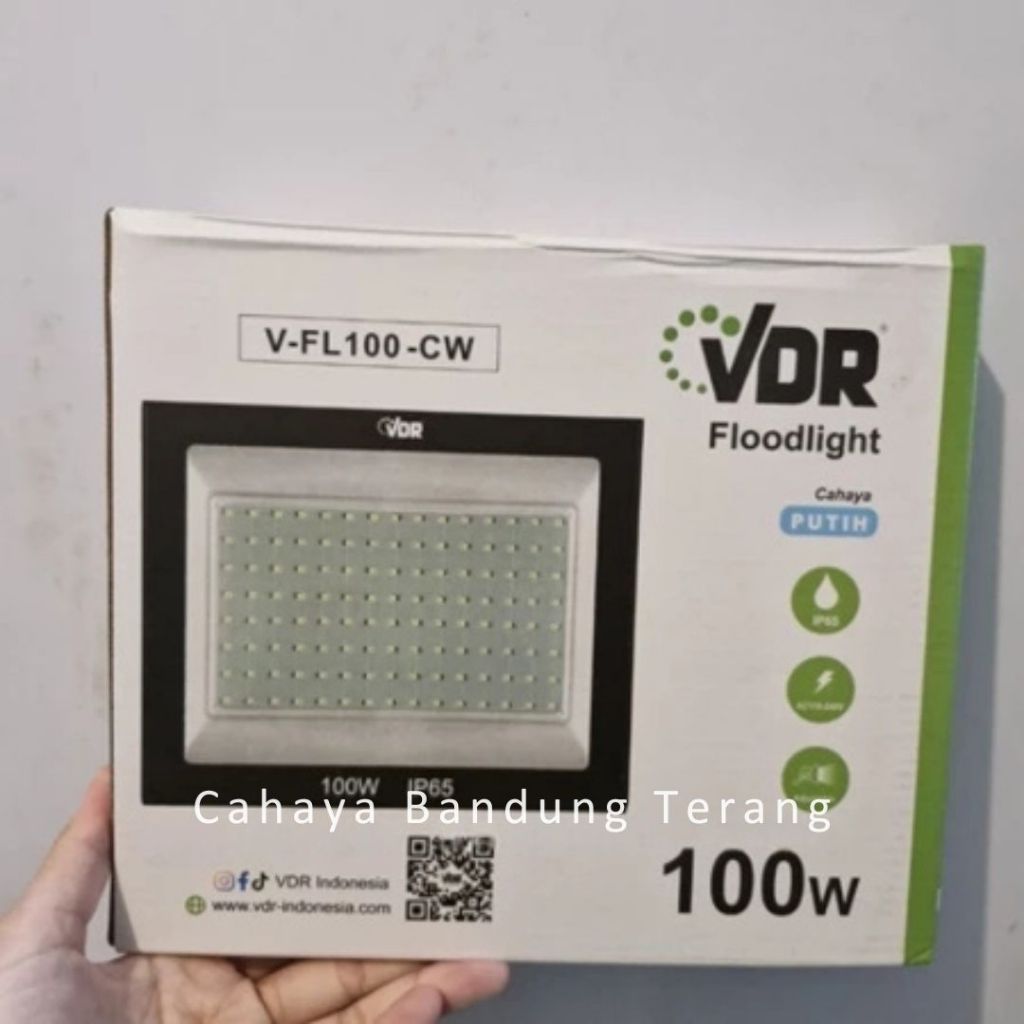 VDR Lampu Sorot Tembak SLIM LED 100W Floodlight SNI Putih Cool Daylight White IP65 Waterproof 100 Wa