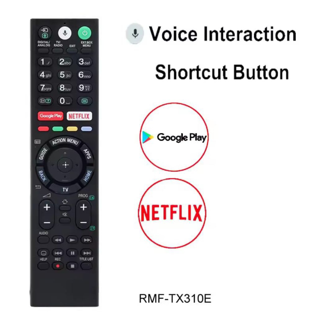 Remote Control with Mic for Sony 4K Smart Bravia RMF-TV-TX200P RMF-TX310E RMF-TX310U RMF-TX200U RMF-