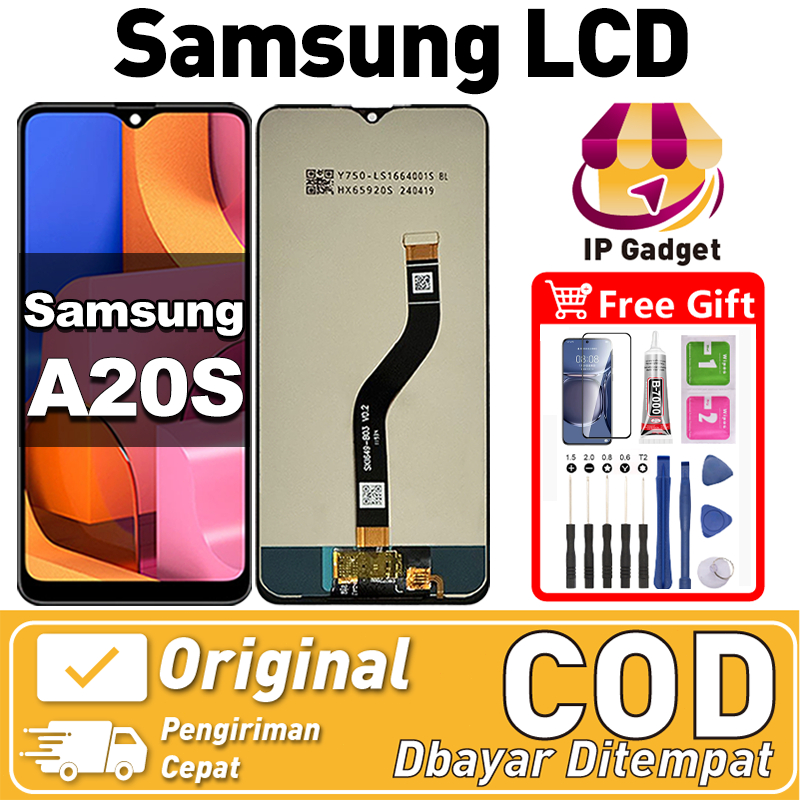 LCD Samsung A20S Fullset IPGadget Layar hp Touchscreen Sentuh Versi Tinggi COD
