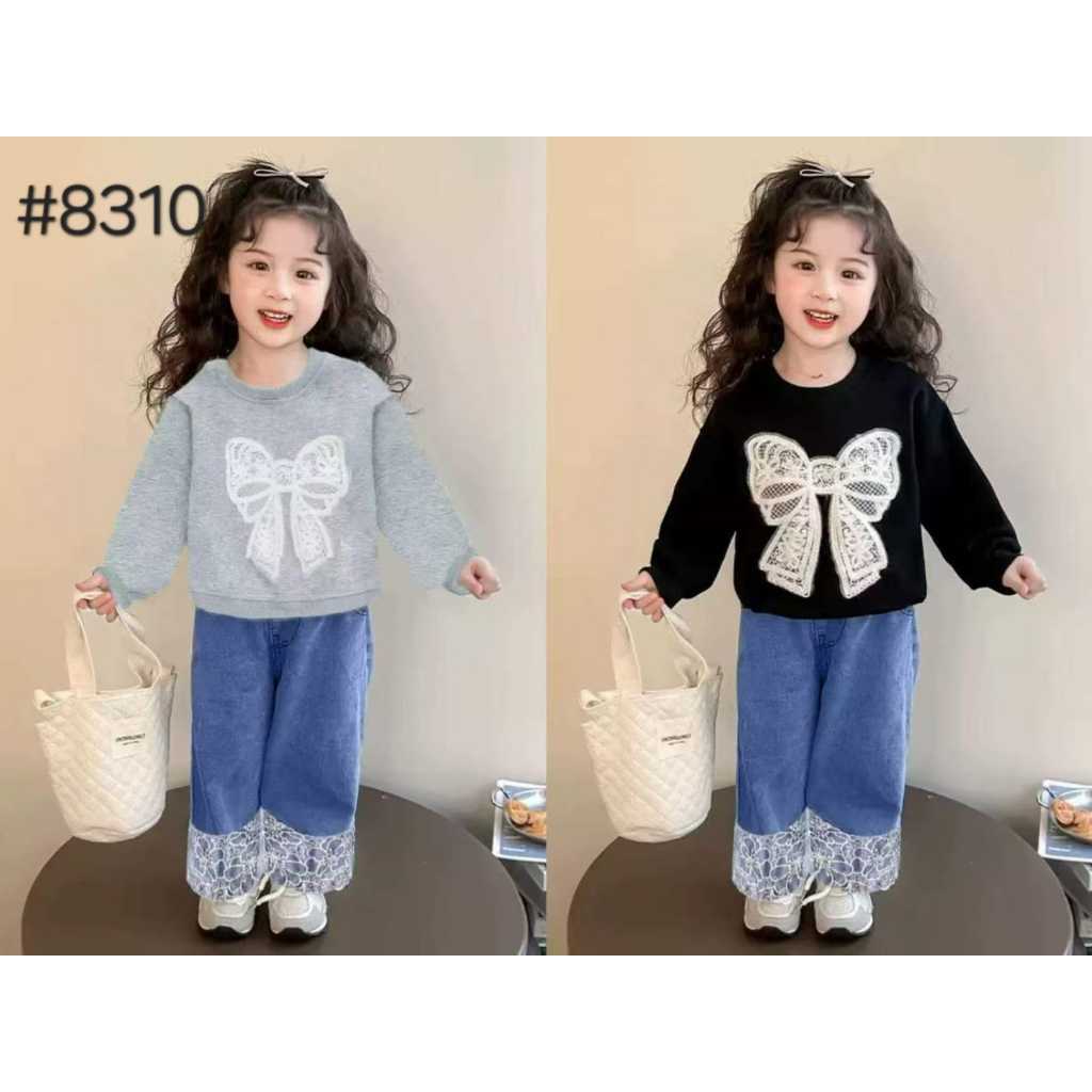 LS Kids | Grosir | #655-8310 Setelan anak perempuan celana panjang jeans dengan atasan sweater | 2-5