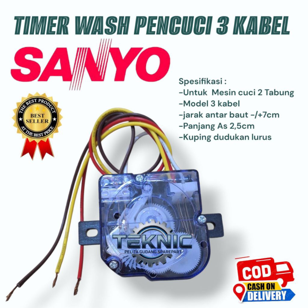 TIMER PENCUCI 3 KABEL MESIN CUCI SANYO 2 TABUNG/ TIMER WASH SANYO