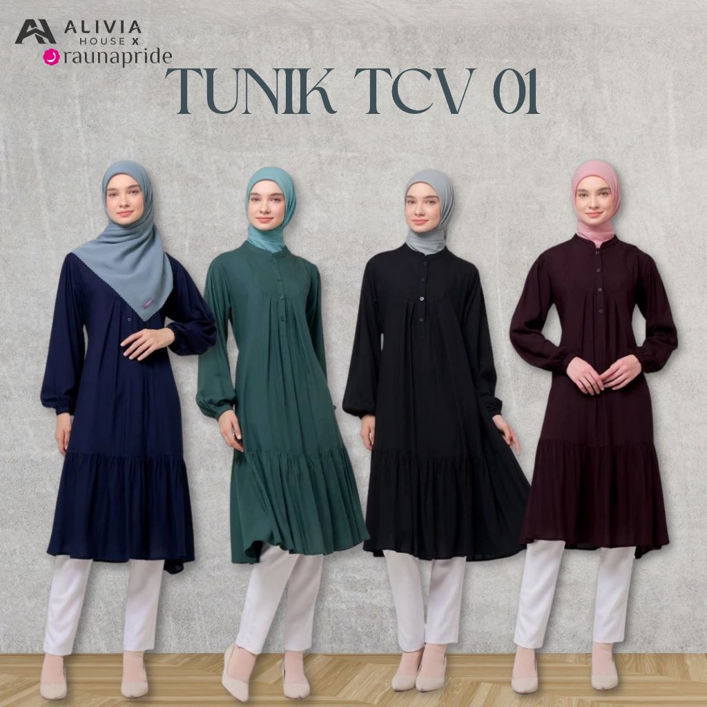 Alivia House X Raunapride TUNIK TCV 01 Tunik Panjang Atasan Wanita Tunik Polos Wanita Muslimah