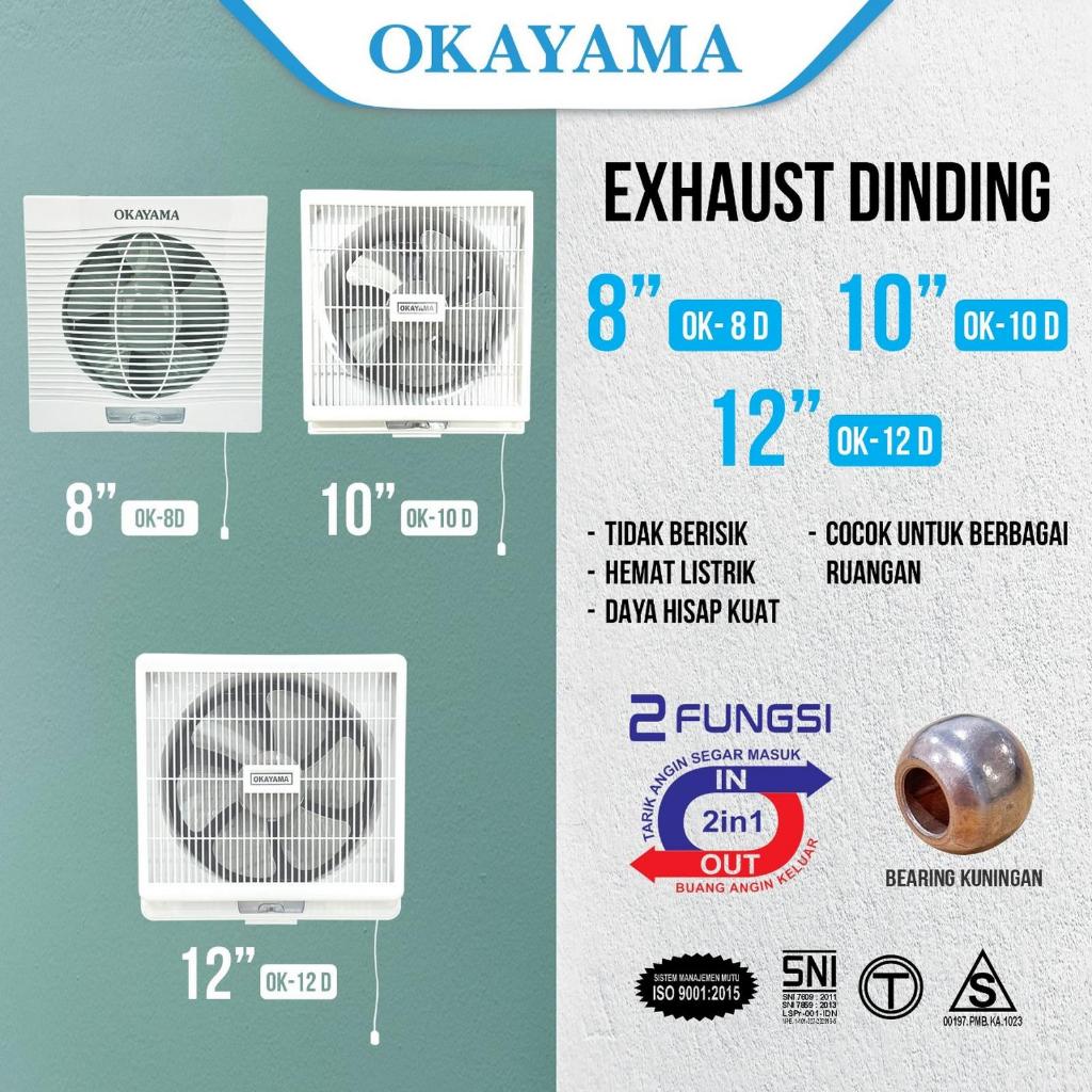 Kipas Angin Exhaust fan/ Hexos Dinding OKAYAMA 8/10/12 INCH - OK8D/ OK10D / OK12D