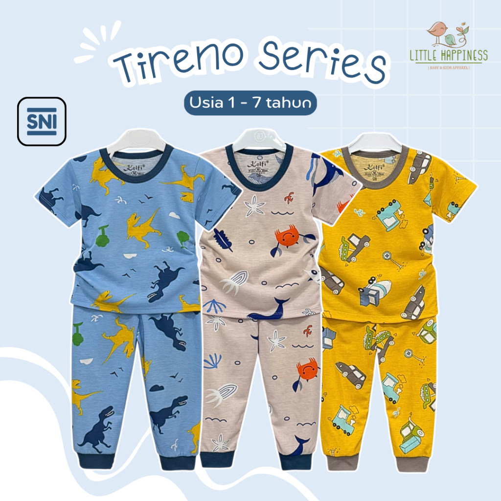 TIRENO SERIES ~ Setelan Baju Anak Laki Laki & Perempuan Usia 1-7 Tahun Celana Panjang KELFI