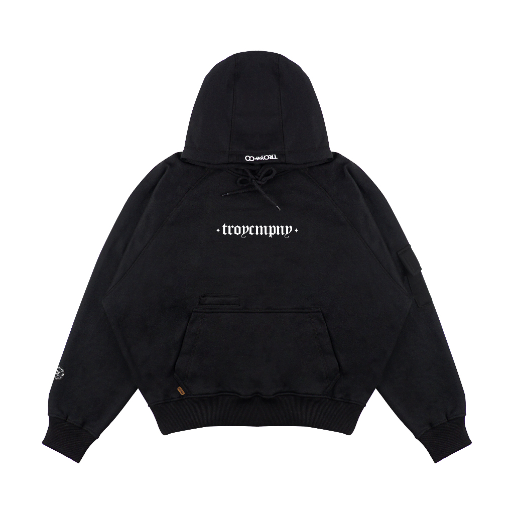 Troy Company Boxy Arm Pocket Hoodie Mental Spiral - Hoodie Boxy Hitam BAPH 3400