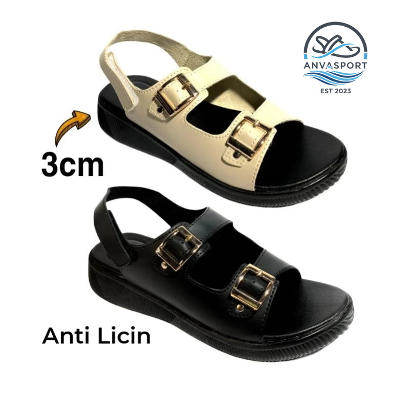 Sandal Cewek Kekinian Tali Belakang Tali Velcro Kretek Sandal Kekinian Hak 3 cm Sandal Viral