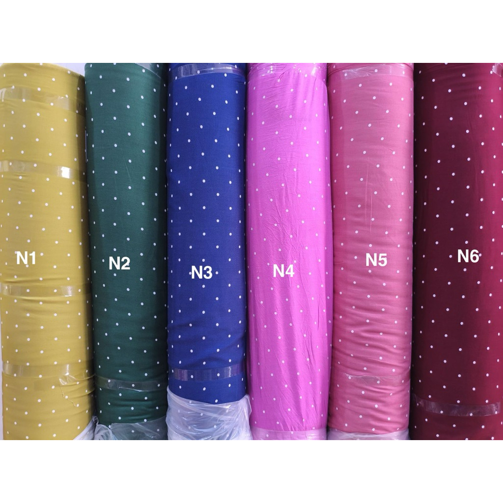 kain katun Rayon motif polkadot | Rayon polkadot (harga tertera setengah meter)