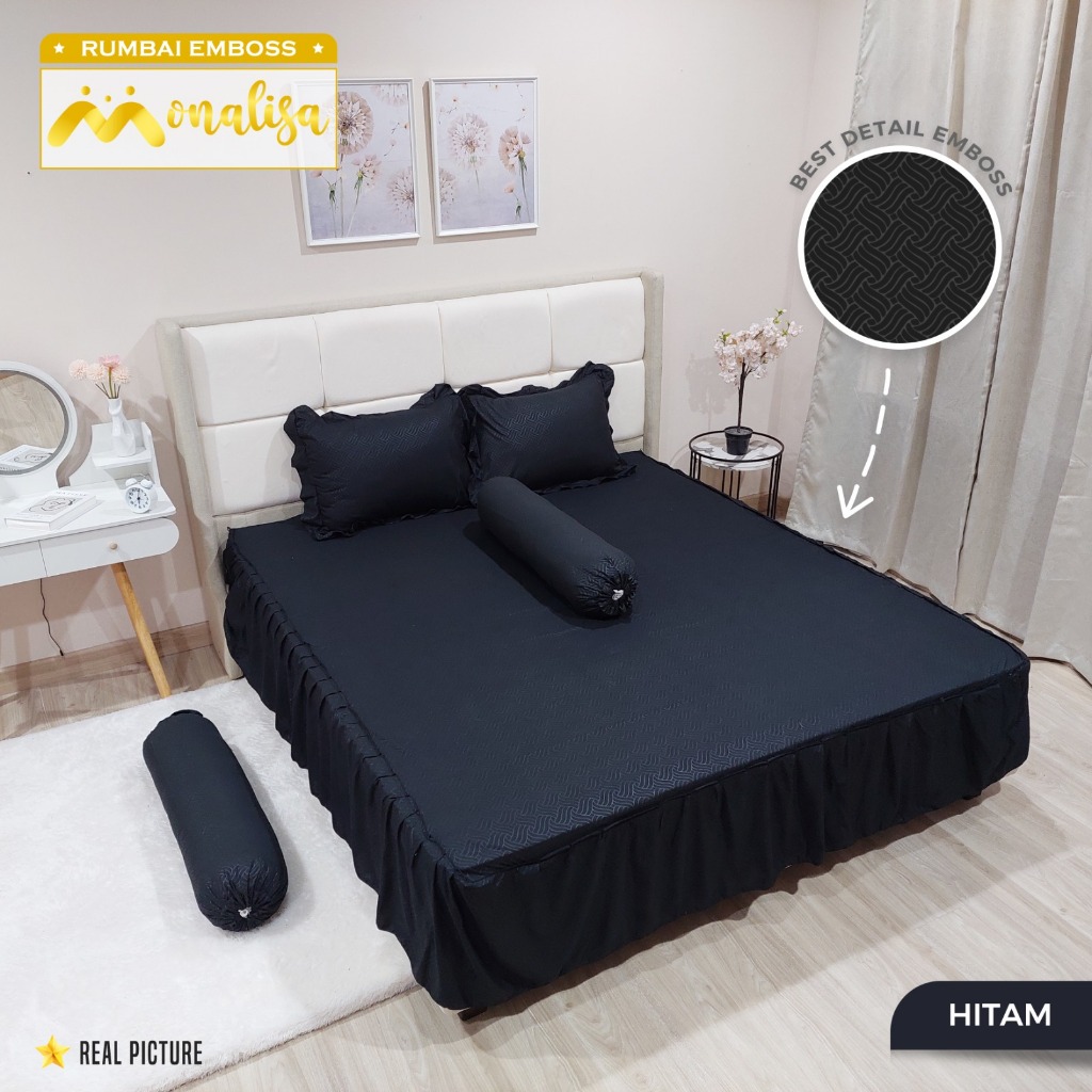 Monalisa Emboss Sprei Rumbai Uk 160 x 200 x 30 Bahan Katun Sintetis / Seprei Halus / Polos Warna