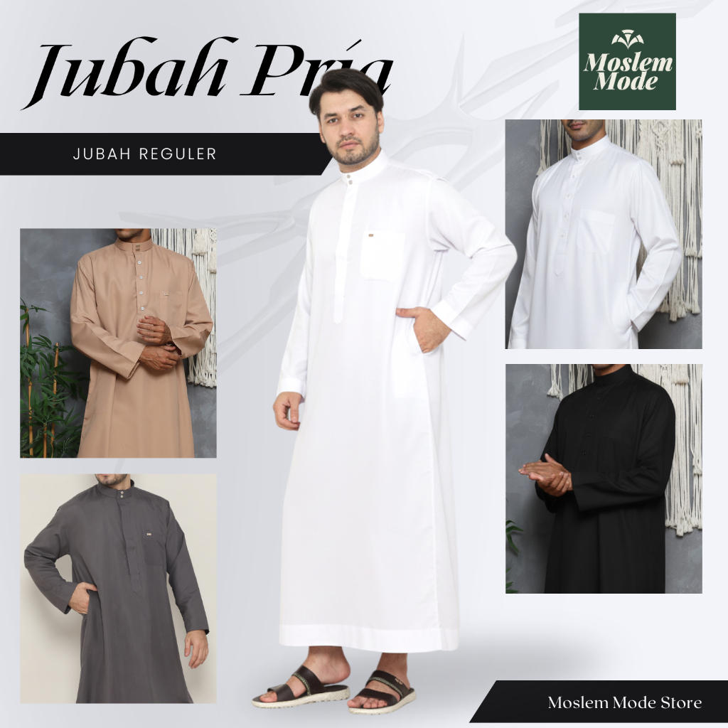 Baju Gamis Pria Putih Polos Jubah Gamis Pria Viskin Putih Lengan Panjang Oblong - Gamis Laki Laki Ga