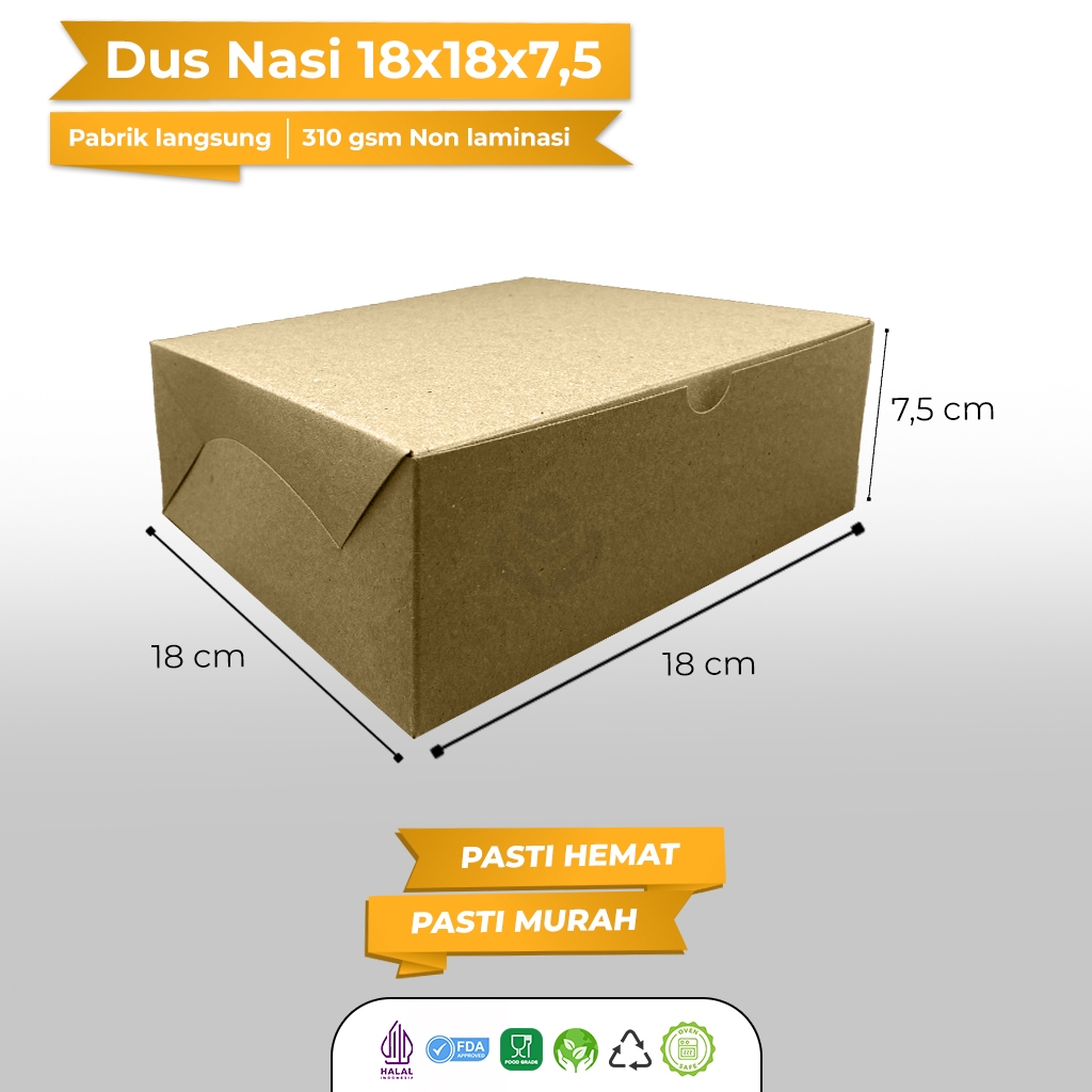 Box Nasi Kotak 18x18 Dus 18X18 Dus Nasi 18x18 (B4K3)