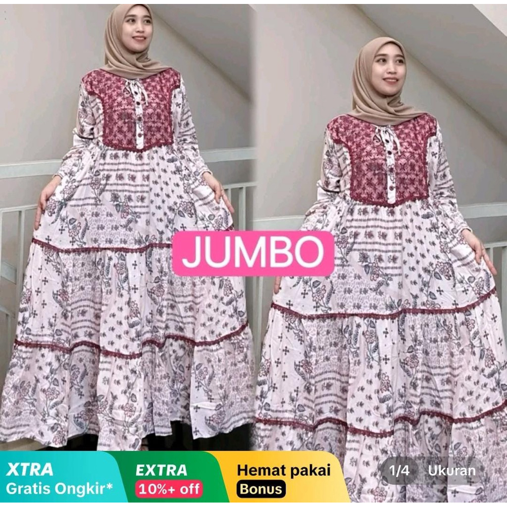 gamis salvina dada renda motif jumbo 4L