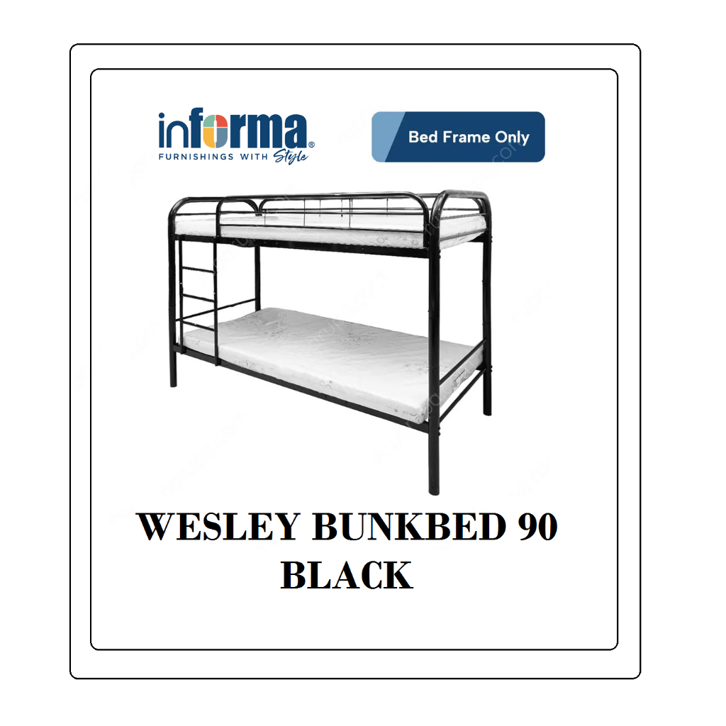 Informa Wesley Bunkbed Anak Hitam 90x200 Cm Ranjang Tingkat 2 in 1