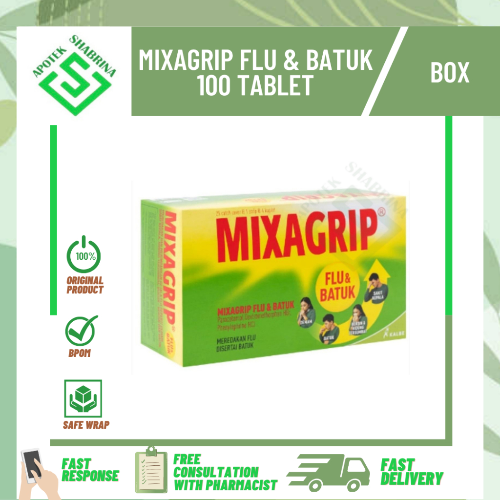 mixagrip flu & batuk / 100tablet / box / untuk batuk pilek