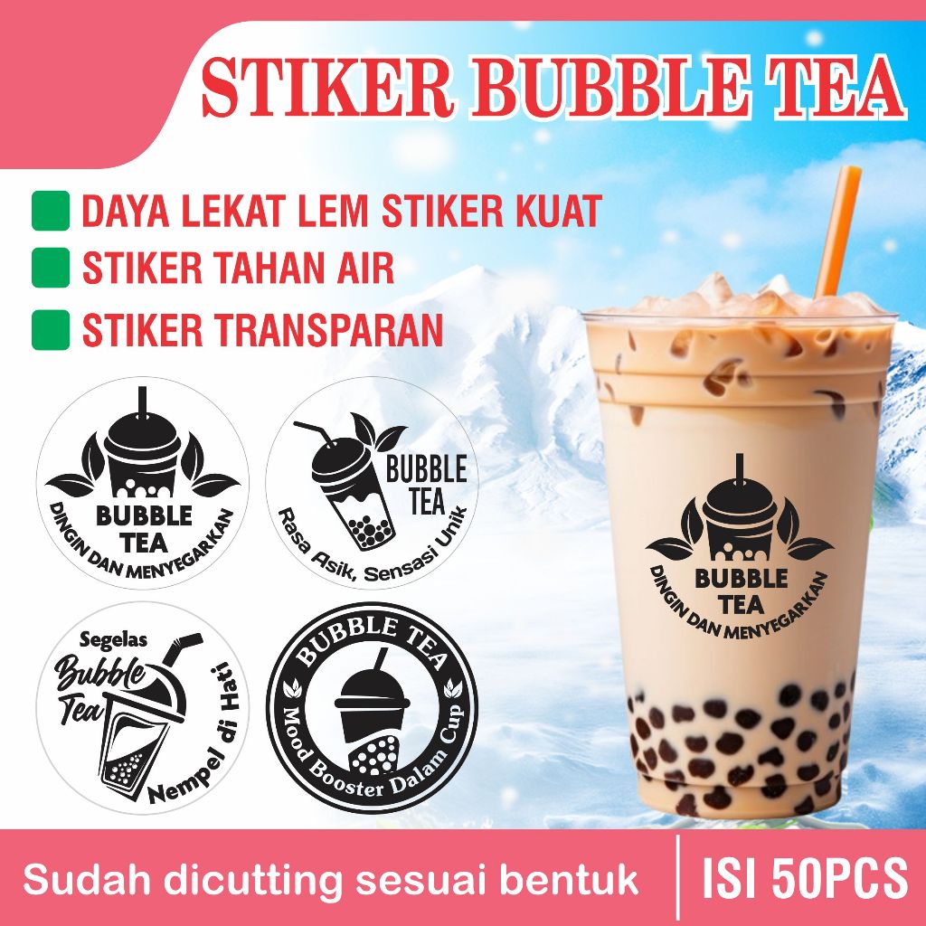Stiker gelas cup minuman bubble tea | stiker gelas cup minuman kekinian
