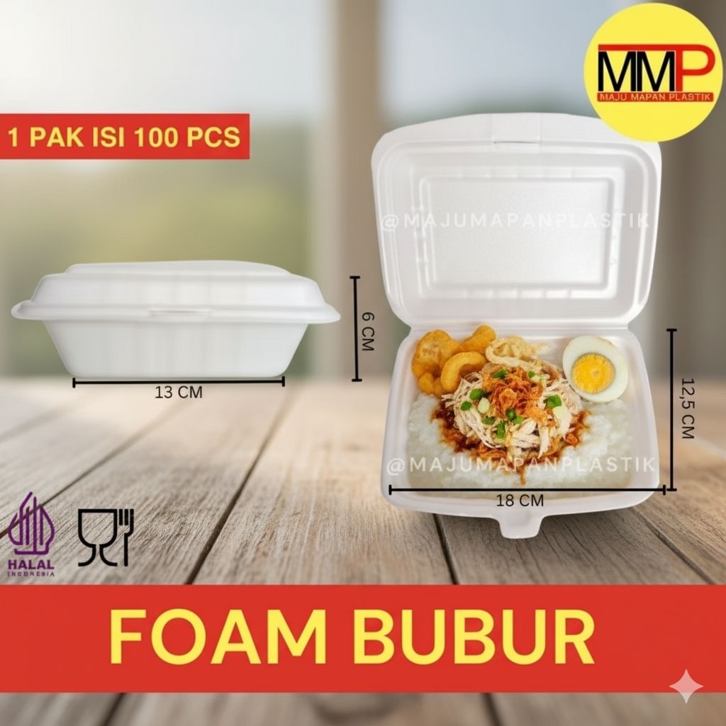 [1 SLOP] Kotak Foam Makanan / Sterofoam Makanan / Foam Bubur / Foam Sekat 3 / Foam Polos / Foam