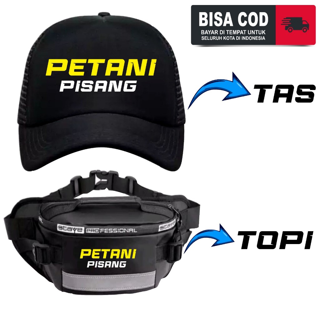 TOPI PETANI PISANG DAN TAS PETANI PISANG HITAM KEREN