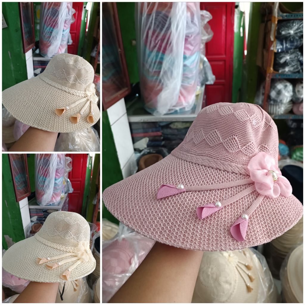 Topi Visor Rajut Oval Manohara Topi Pantai Anti UV Topi Rajut Wanita Terbaru  Murah Style