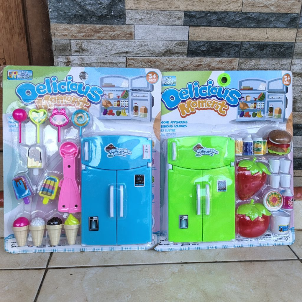 Mainan Kulkas Mini Set Ice cream - Mainan Kulkas Mini Set Burger - Mainan kulkas Isi Banyak