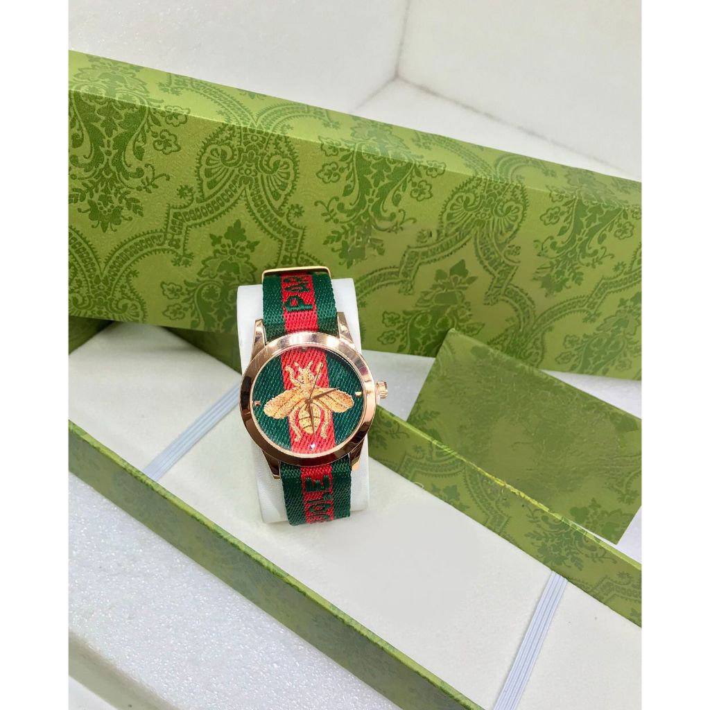 Jam Tangan Wanita Lebah DM 3.8CM Besar Case Rosegold Kanvas Kulit Fullset  Jam Tangan Fashion Cewek