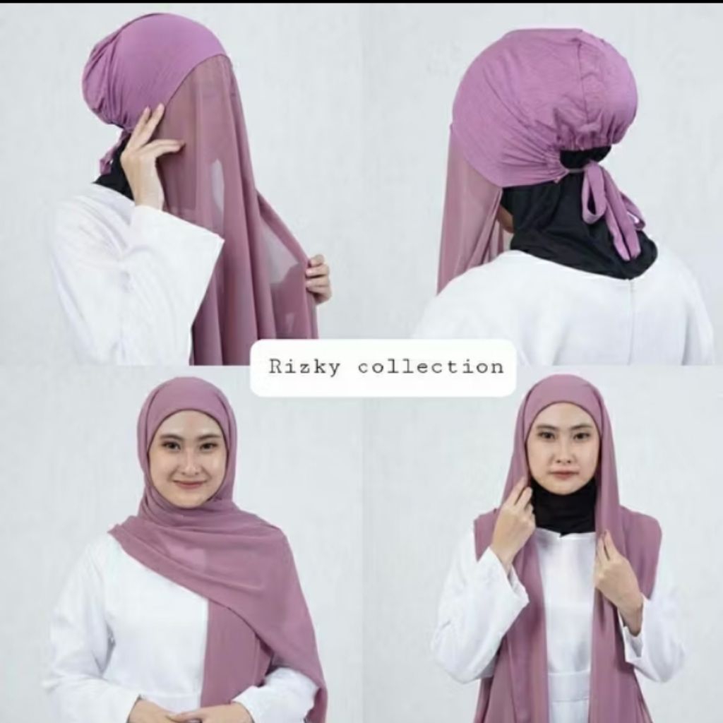 Pashmina Ceruty Babydol Inner 2in1 Premium  ciput tali /Pashmina Hijab Pashmina Panjang 2in1