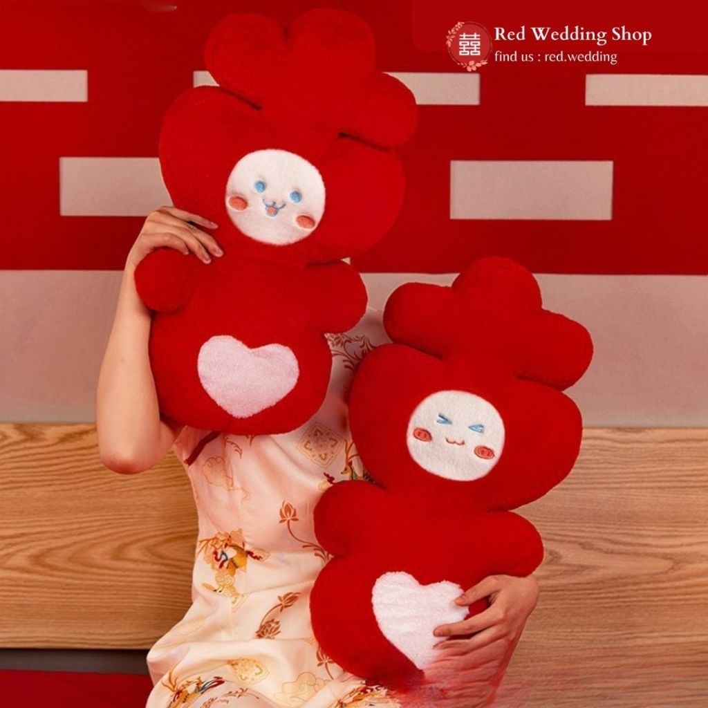 Bantal Boneka HURUF XI LOVE tema Shuang Xi Wedding Lucu Cute Aesthetic Bantal Kursi Sofa Kasur