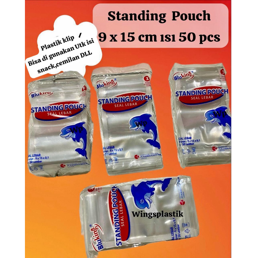 Standing Pouch 9x15 Double Seal / Plastik Standing Pouch Klip Isi 50 Lembar